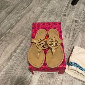Tory Burch Miller sandal sand patent